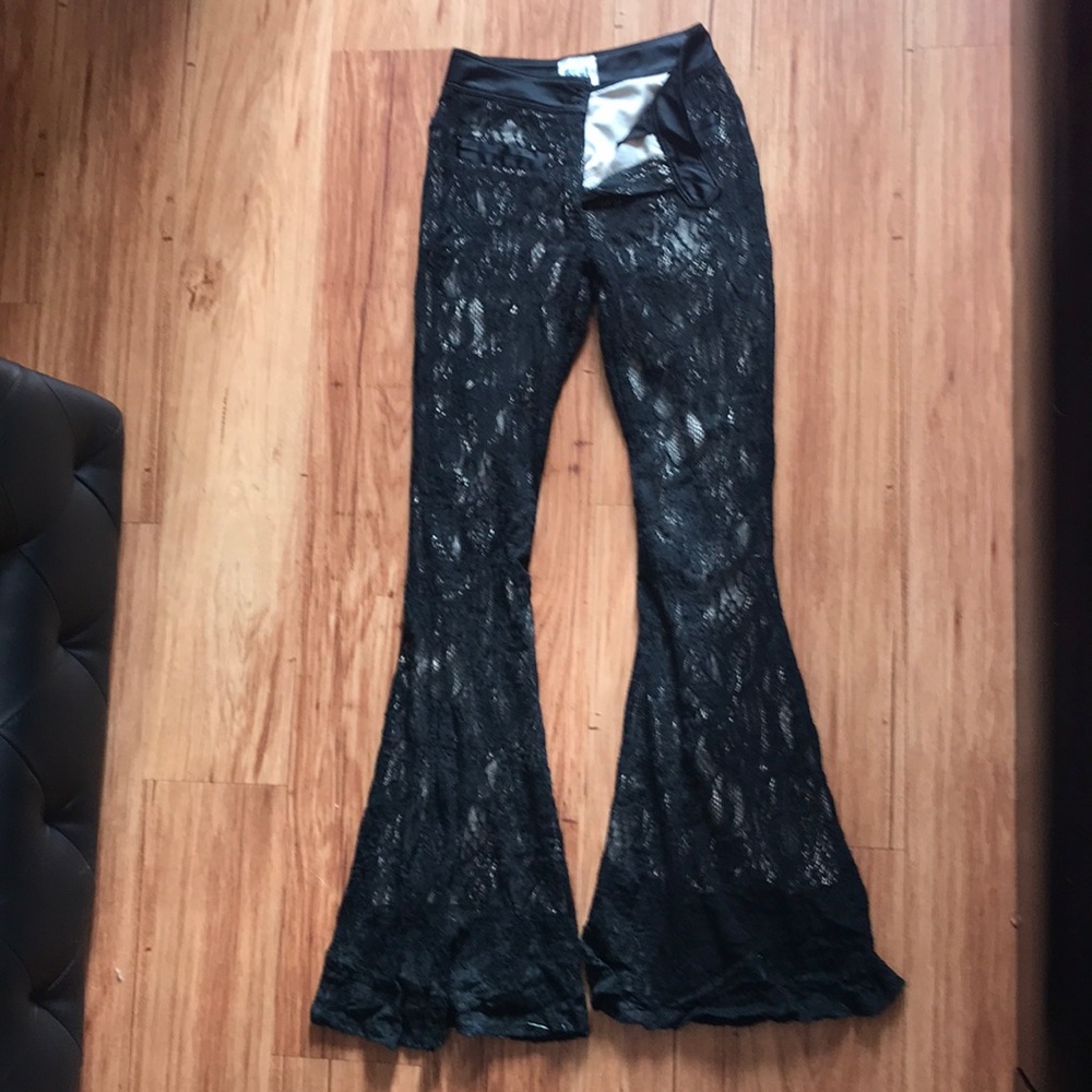 Pearl lace flare pants